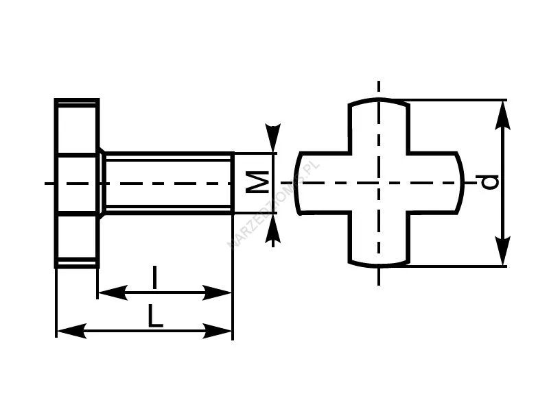 Rysunek techniczny: Części zamienne - CZSR śruba M10 - KOLNO